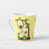 Tasse Latte Caricature de bande de gibbon joyeux (Angle gauche)