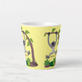 Tasse Latte Caricature de bande de gibbon joyeux (Devant)