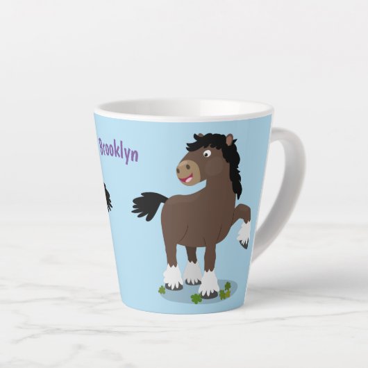 Tasse Latte Caricature de cheval de trait de Cute Clydesdale (Angle droit)