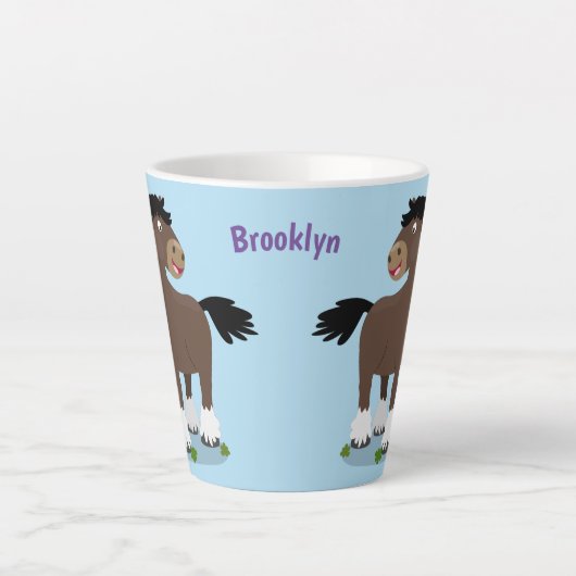 Tasse Latte Caricature de cheval de trait de Cute Clydesdale (Devant)