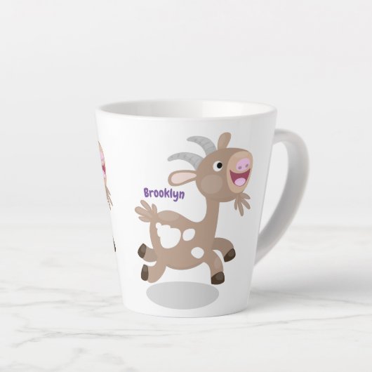 Tasse Latte Caricature de chèvre billy joyeux (Angle droit)