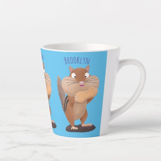 Tasse Latte Caricature de chipmunk à grosses joues mignonnes (Droite)