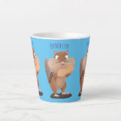 Tasse Latte Caricature de chipmunk à grosses joues mignonnes (Devant)