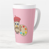 Tasse Latte Caricature de Chouette Peintre Cute (Angle droit)