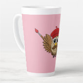Tasse Latte Caricature de Chouette Peintre Cute (Angle gauche)