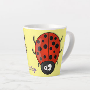Tasse Latte Caricature de coccinelle rouge joyeux