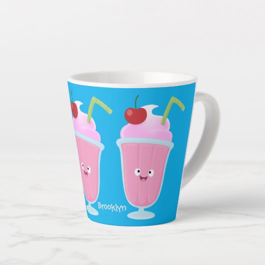Tasse Latte Caricature de crème glacée de fraise mignonne (Angle droit)