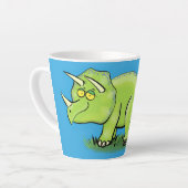 Tasse Latte Caricature de dinosaure de triceratops vert mignon (Angle gauche)