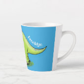 Tasse Latte Caricature de dinosaure de triceratops vert mignon (Droite)