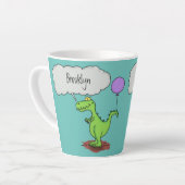 Tasse Latte Caricature de dragon dragon drôle et vert respiran (Angle gauche)