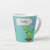 Tasse Latte Caricature de dragon dragon drôle et vert respiran (Angle droit)