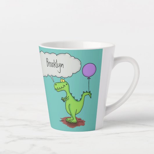 Tasse Latte Caricature de dragon dragon drôle et vert respiran (Droite)