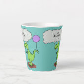 Tasse Latte Caricature de dragon dragon drôle et vert respiran (Devant)