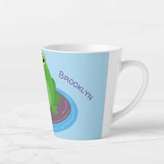 Tasse Latte Caricature de grenouille verte mignonne (Droite)