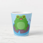 Tasse Latte Caricature de grenouille verte mignonne (Devant)
