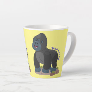 Tasse Latte Caricature de gros gorilles joyeux