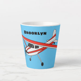 Tasse Latte Caricature de l'avion à train de vélo