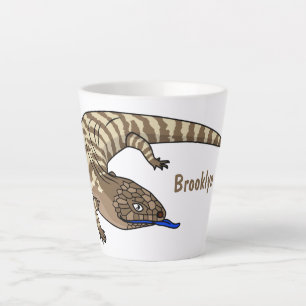 Tasse Latte Caricature de lézard rouge