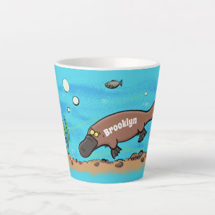Tasse Latte Caricature de natation de Cute platypus