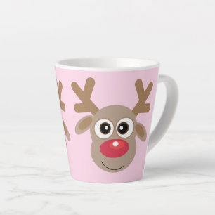 Tasse Latte Caricature de Noël mignonne Reindeer rose fille