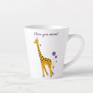 Tasse Latte Caricature de patinage amusante sur la Giraffe Amo