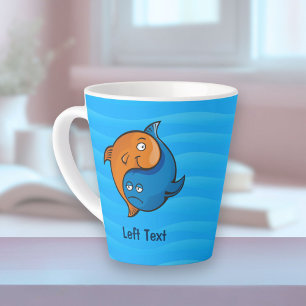 Tasse Latte Caricature de poisson Yin Yang
