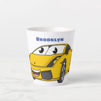Caricature de voiture sport jaune joyeux
