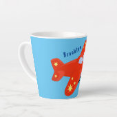 Tasse Latte Caricature de vol d'avion rouge mignon (Angle gauche)