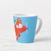 Tasse Latte Caricature de vol d'avion rouge mignon (Angle droit)