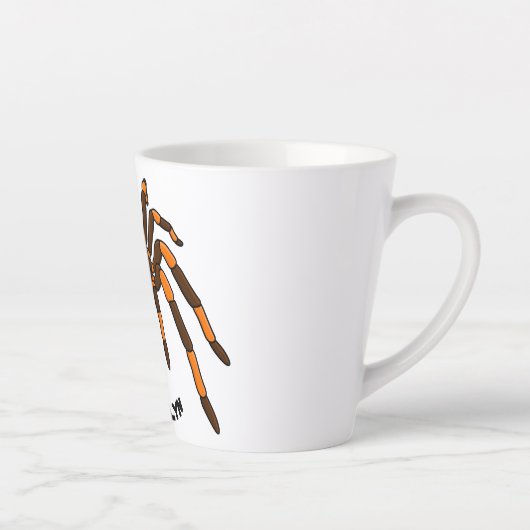 Tasse Latte Caricature déplaisante de tarantule brun et orange (Droite)