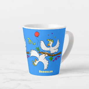 Tasse Latte Caricature d'oiseaux de cockatoo amusante