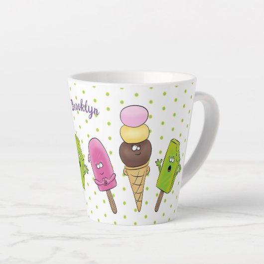 Tasse Latte Caricature drôles de glace popsicle dessin animé t (Angle droit)
