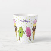 Tasse Latte Caricature drôles de glace popsicle dessin animé t (Devant)