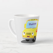 Tasse Latte Caricature du bus scolaire jaune joyeux (Angle gauche)