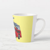 Tasse Latte Caricature du moteur de feu joyeux (Droite)