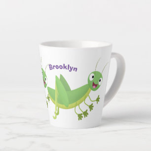 Tasse Latte Caricature d'une pâtisserie joyeux verte