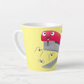 Tasse Latte Caricature en agrafeuse rouge pâle (Angle gauche)