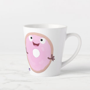 Tasse Latte Caricature joli beignet rose vitré