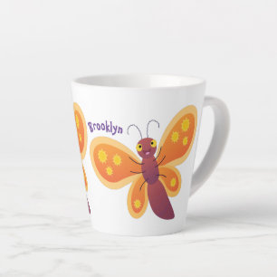 Tasse Latte Caricature joli papillon orange