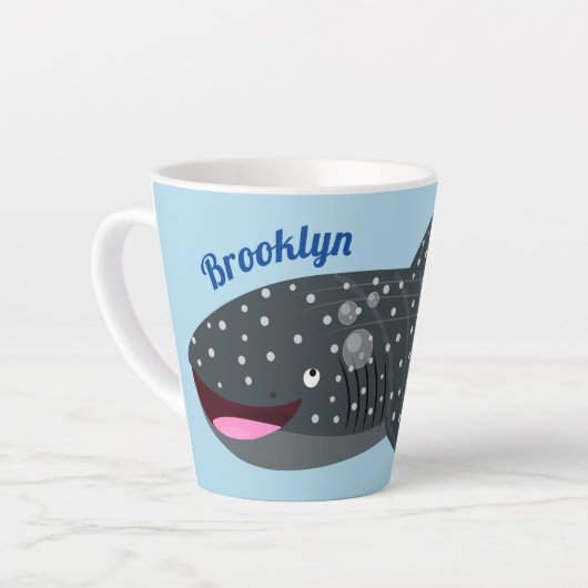 Tasse Latte Caricature joli requin baleine joyeux (Angle gauche)