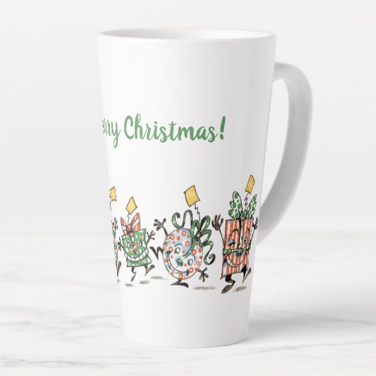 Tasse Latte Caricature mignonne Danser Présentations de Noël e (Angle droit)
