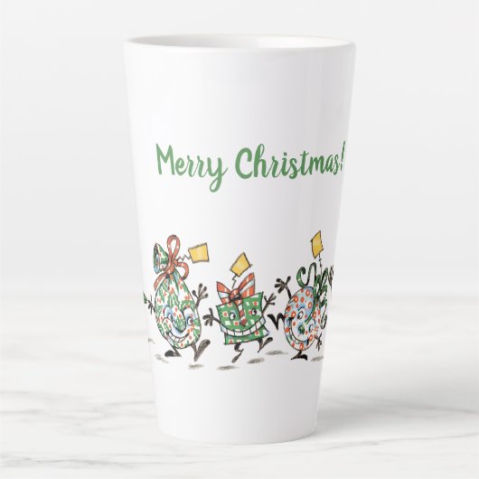 Tasse Latte Caricature mignonne Danser Présentations de Noël e (Devant)