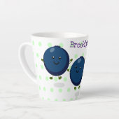 Tasse Latte Caricature mignonne de bleuets violets (Angle gauche)