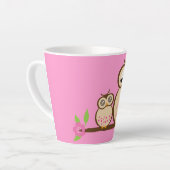 Tasse Latte Caricature mignonne de la mère et du bébé hibou La (Angle gauche)