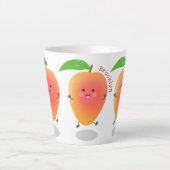 Tasse Latte Caricature mignonne de mangue joyeuse (Devant)