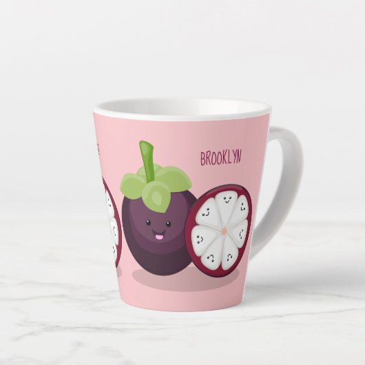 Tasse Latte Caricature mignonne mauve mangouste (Angle droit)