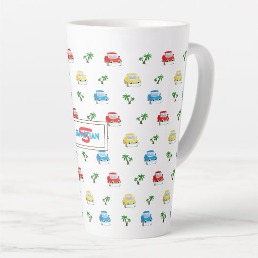 Tasse Latte Caricature pour enfants de voitures rouge, bleu et (Angle droit)