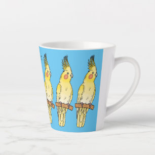 Tasse Latte Caricature pour oiseaux Cockatiel