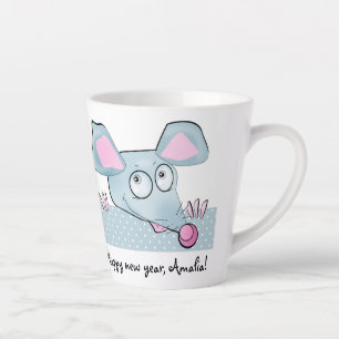 Tasse Latte Caricature souris rat Nouvel An 2020 symbole enfan