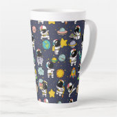 Tasse Latte Caricature spatiale astronaute (Angle droit)